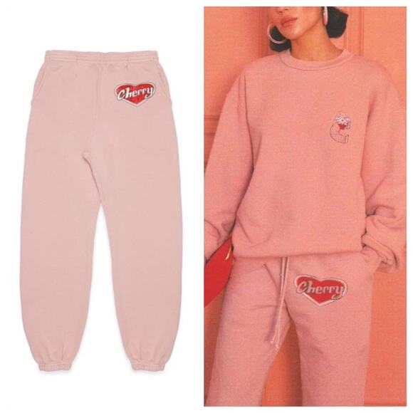 Cherry LA Valentine’s Day Sweatpants (Sz M) Limited Edition Fleece Blush Pink - Picture 1 of 15